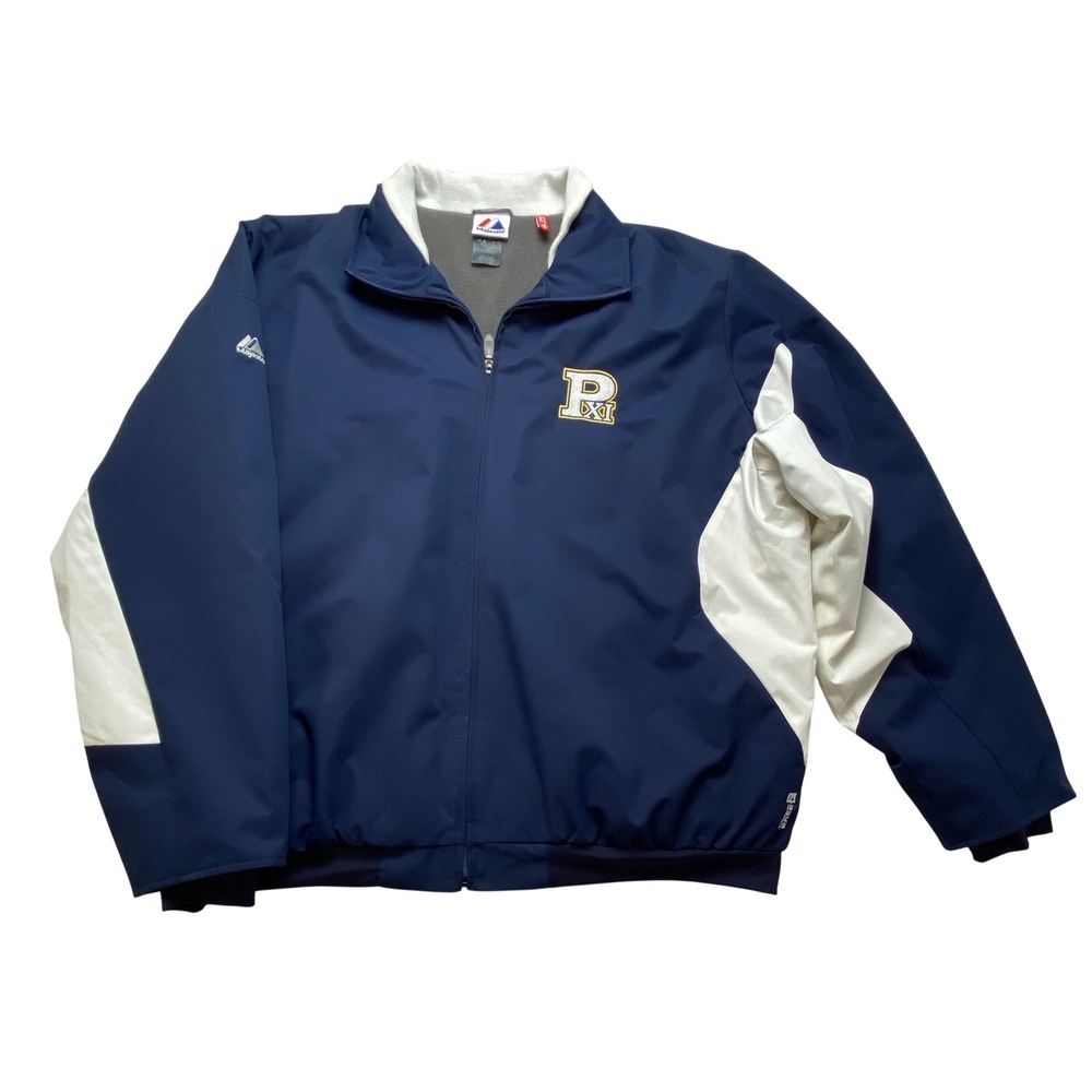 Majestic Therma Base Mens XL Full Zip Fleece‎ Lined Jacket Navy Blue White IJ10